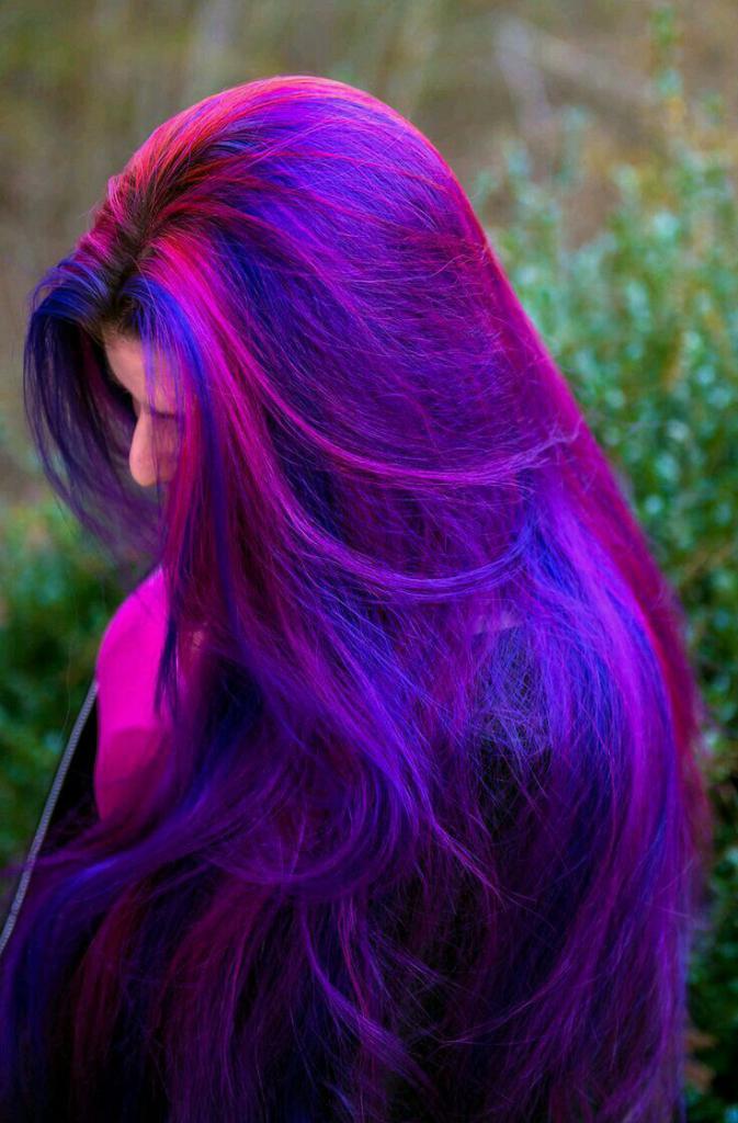 Окраска длинных волос в два цвета
